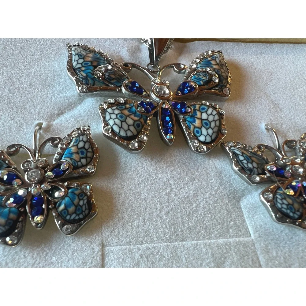 SS Butterfly Necklace Earring Set 22